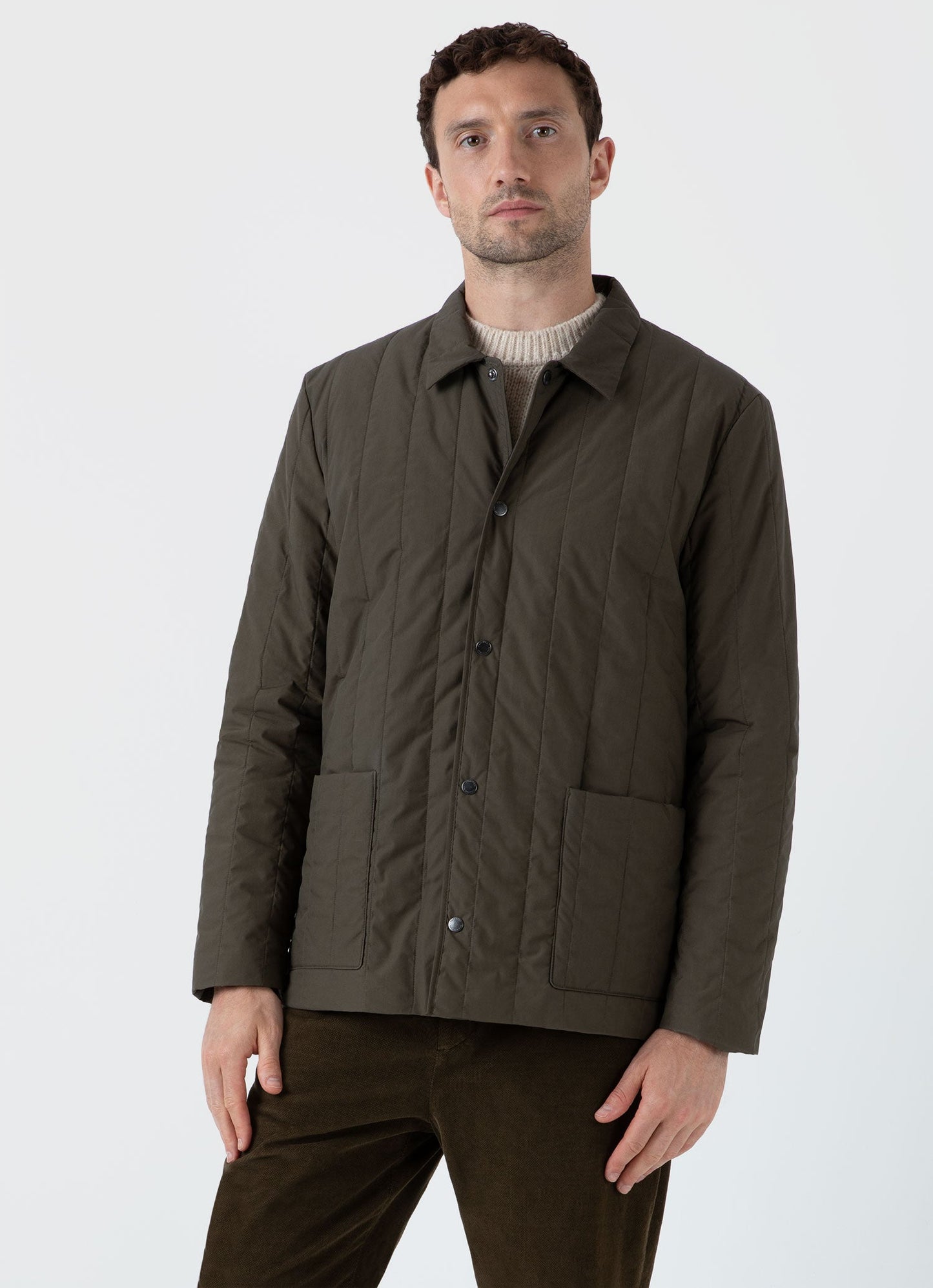 Mens Quilted Twin Pocket Jacket In Dark Olive Mjac7125 Gngw