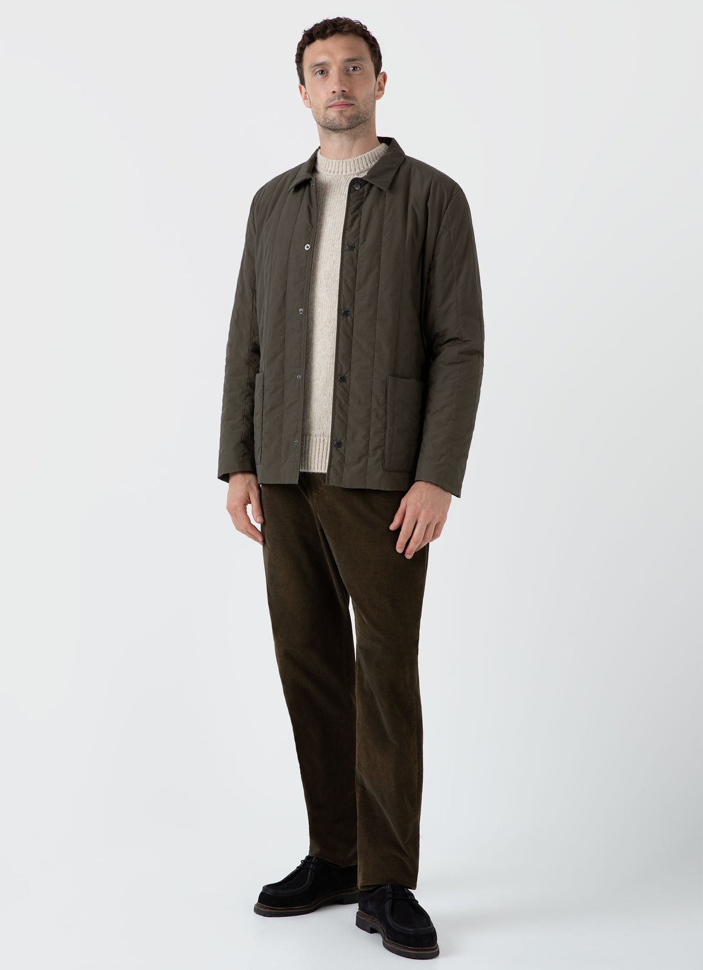 Mens Quilted Twin Pocket Jacket In Dark Olive Mjac7125 Gngw