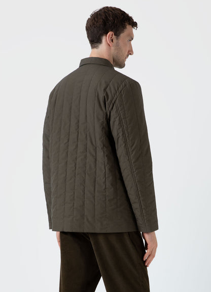 Mens Quilted Twin Pocket Jacket In Dark Olive Mjac7125 Gngw