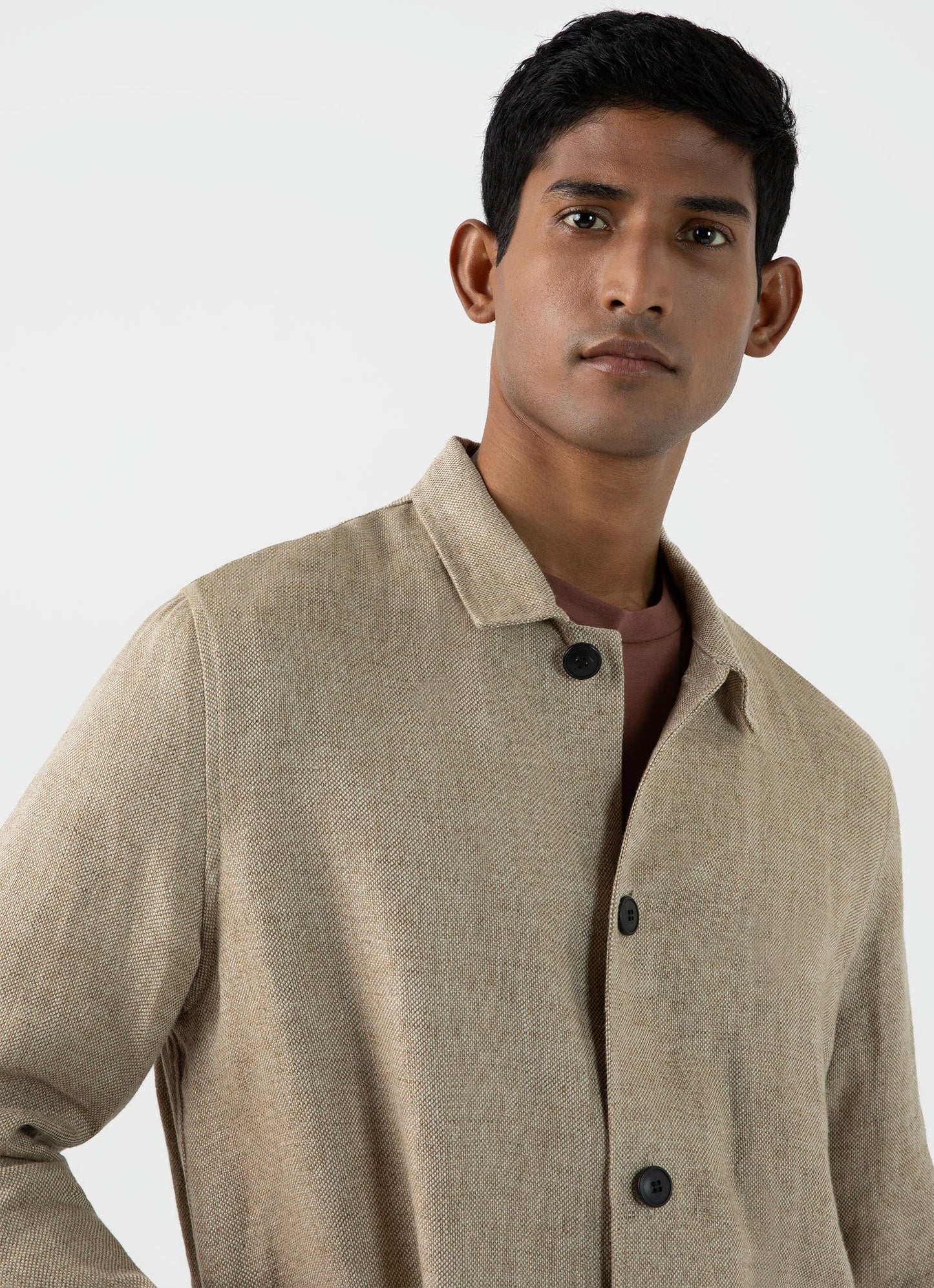 Mens Hopsack Twin Pocket Jacket In Light Stone Mjac7140 Whbs