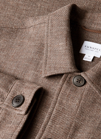 Mens Cotton Linen Twill Twin Pocket Jacket In Dark Cedar Mjac7166 Brgr