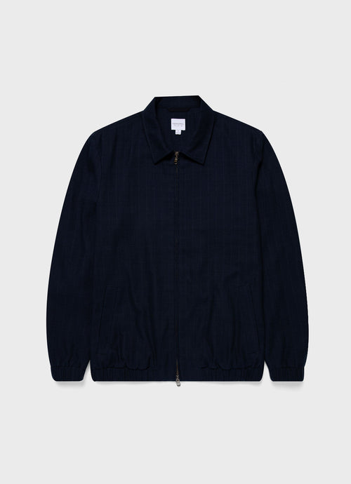 Mens Cotton Raffia Blouson Jacket In Navy Mjac7167 Buaa