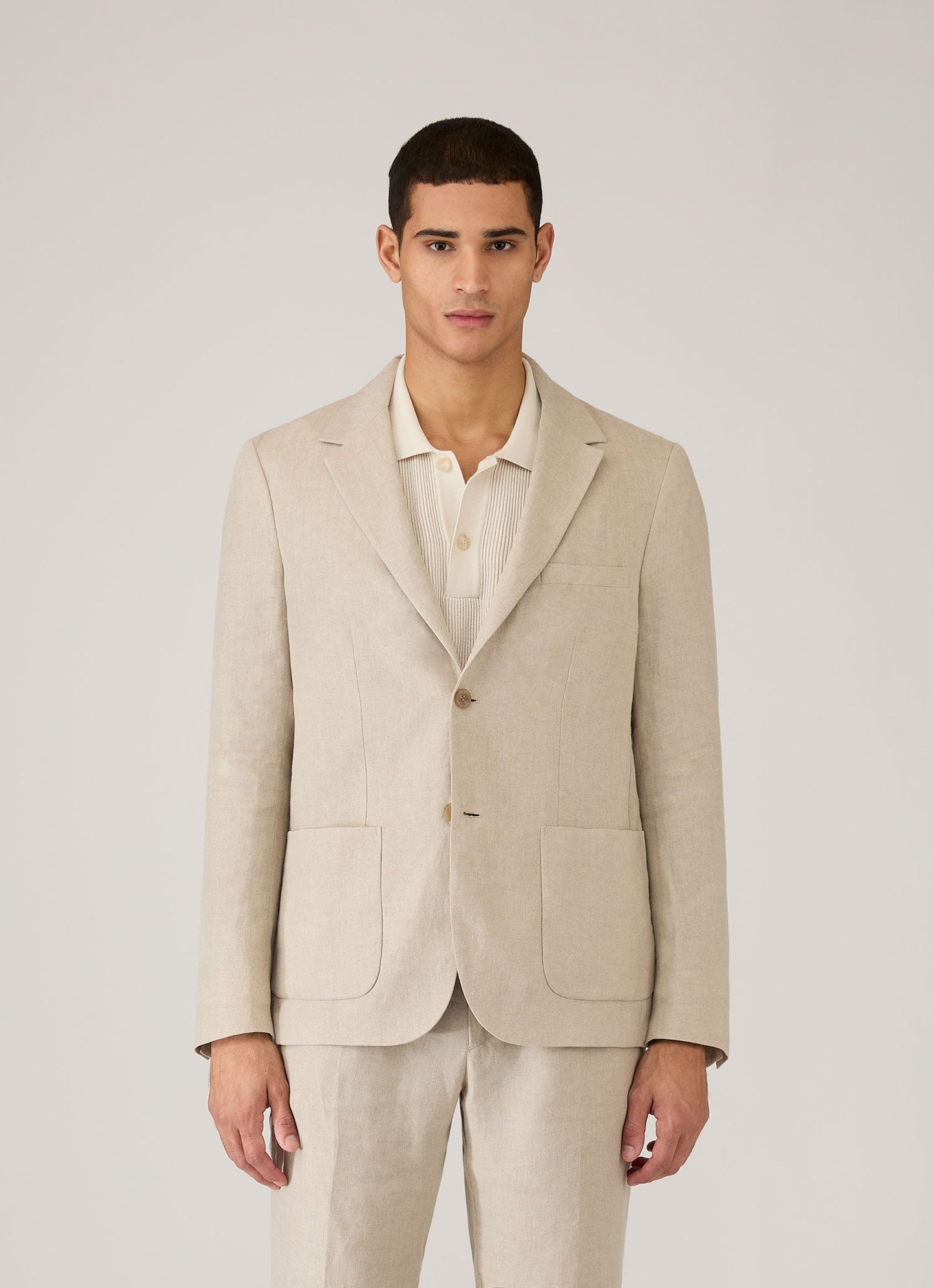 Mens Linen Blazer In Sand Mjac7186 Brbd