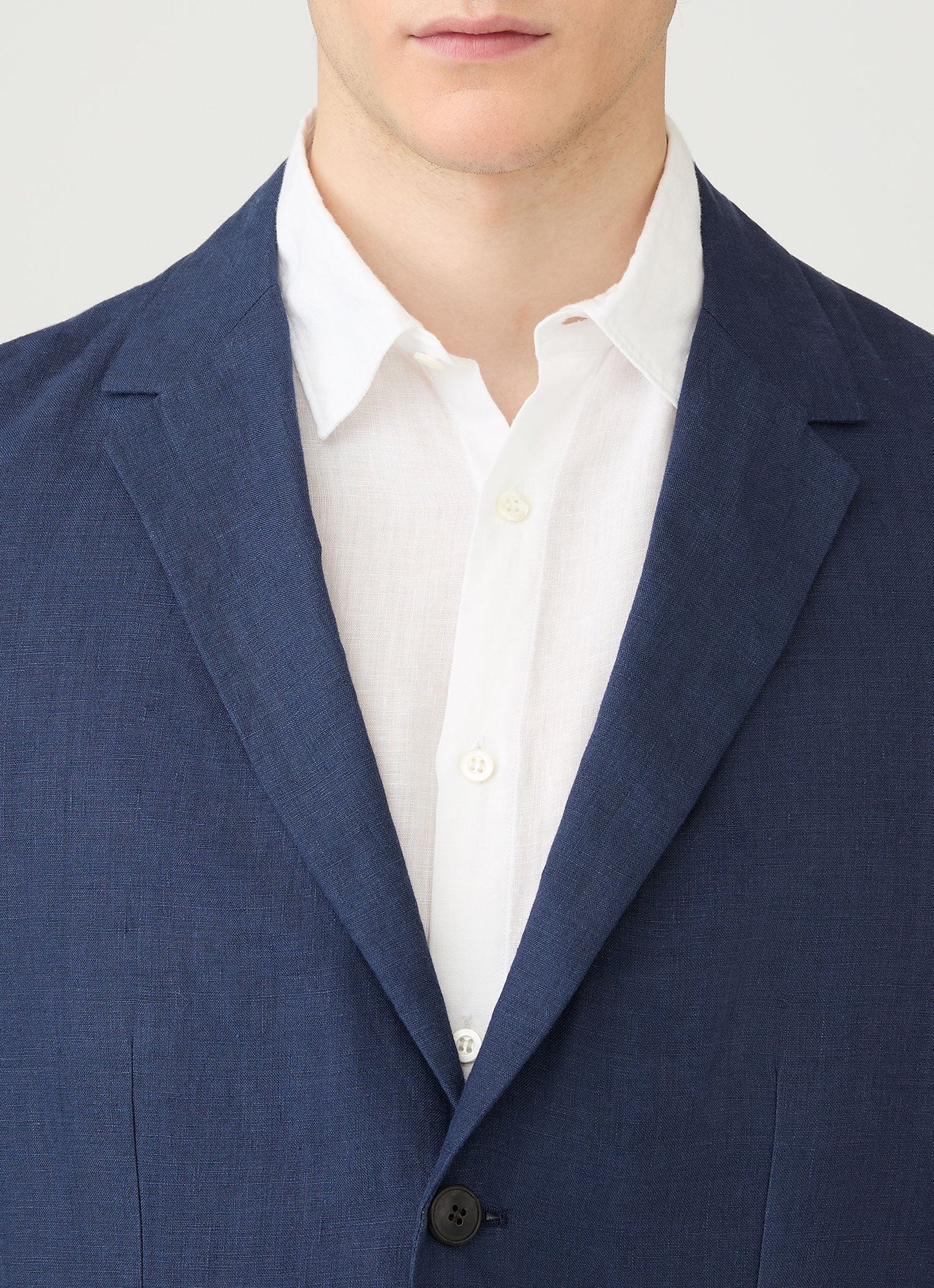 Mens Linen Blazer In Light Navy Mjac7186 Buaf