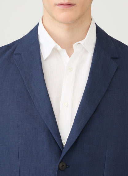 Mens Linen Blazer In Light Navy Mjac7186 Buaf