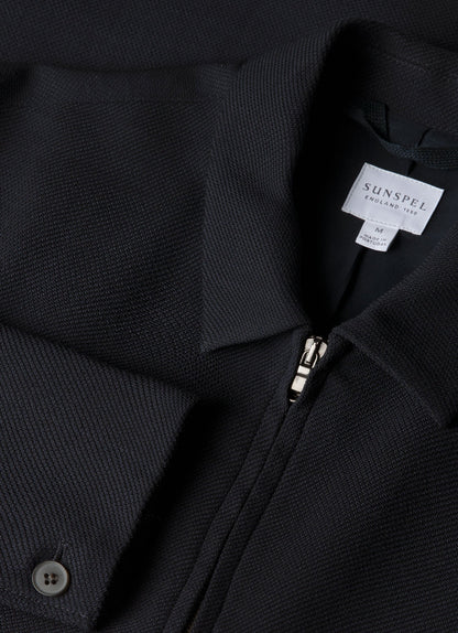 Mens Light Textured Wool Harrington Jacket In Navy Mjac7190 Buaa
