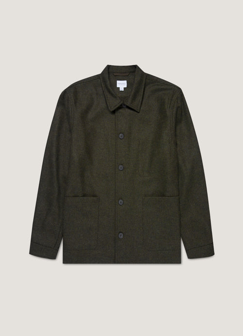 Mens Wool Twin Pocket Jacket In Drill Green Mjac7194 Gnhv