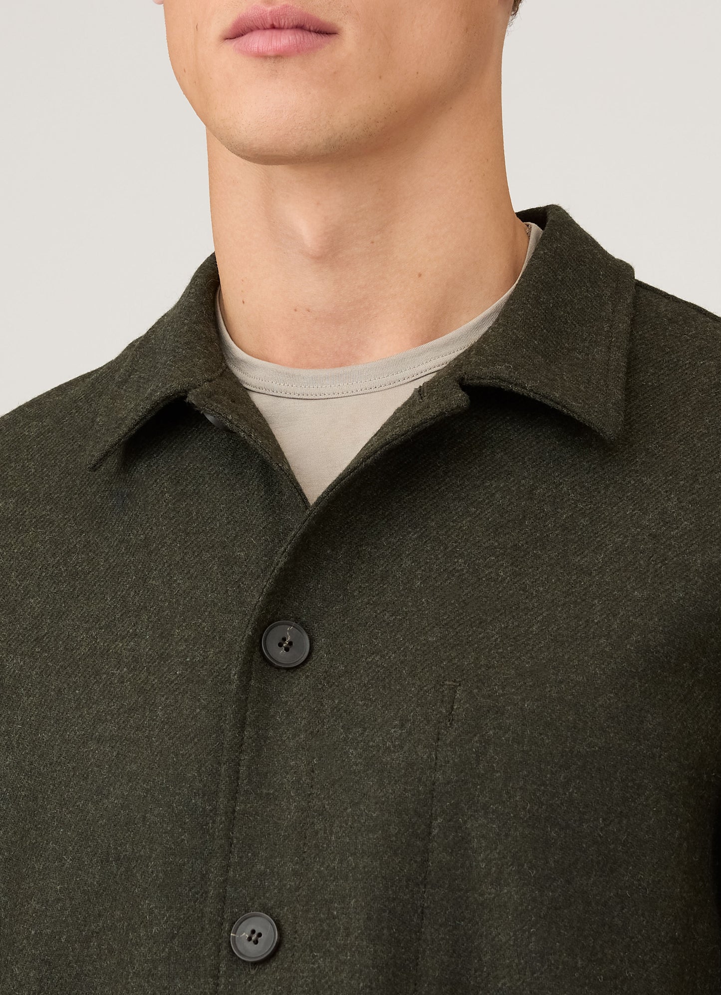 Mens Wool Twin Pocket Jacket In Drill Green Mjac7194 Gnhv