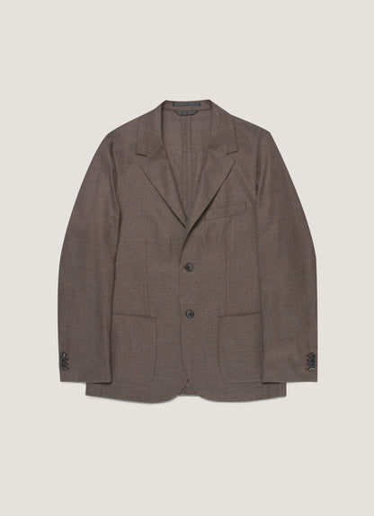 Mens Lightweight Travel Wool Blazer In Light Coffee Melange Mjac7197 Brfx