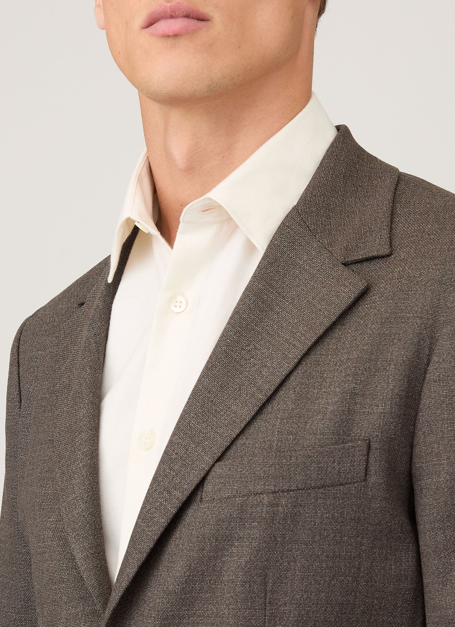 Mens Lightweight Travel Wool Blazer In Light Coffee Melange Mjac7197 Brfx