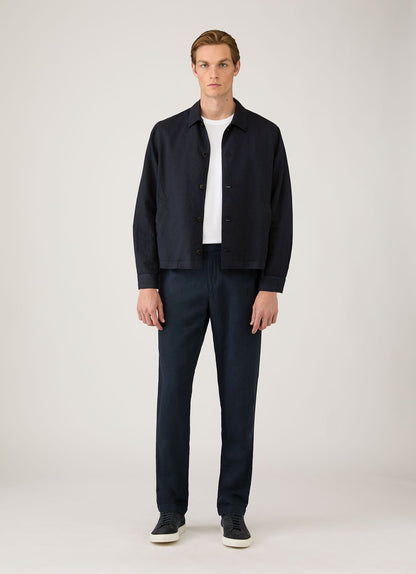 Mens Cotton Linen Jacket In Navy Mjac7207 Buaa