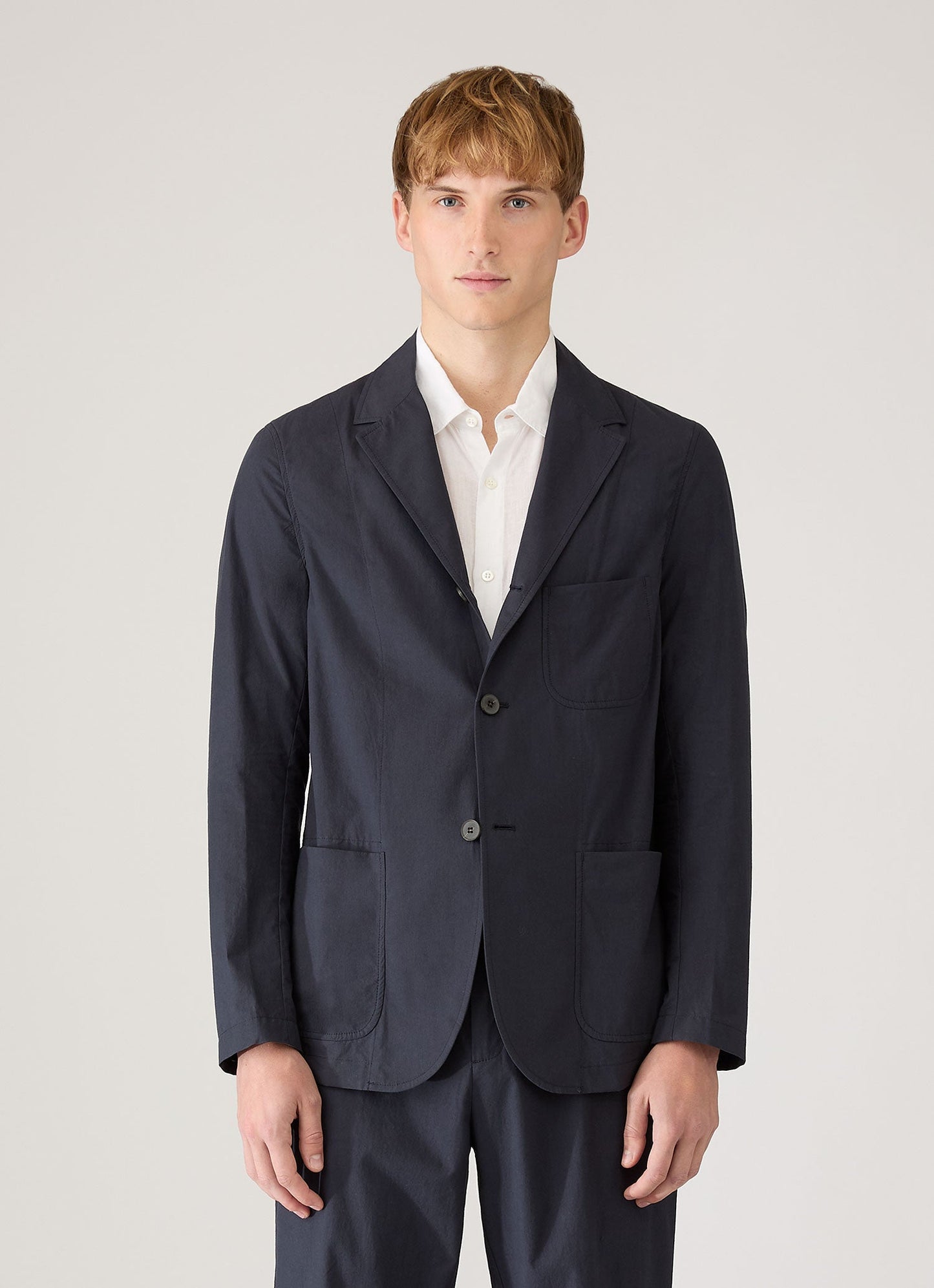 Mens Lightweight Cotton Poplin Jacket In Navy Mjac7209 Buaa