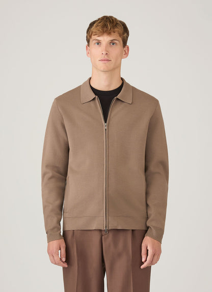 Mens Merino Milano Zip Jacket In Sandstone Mjac8297 Brfc