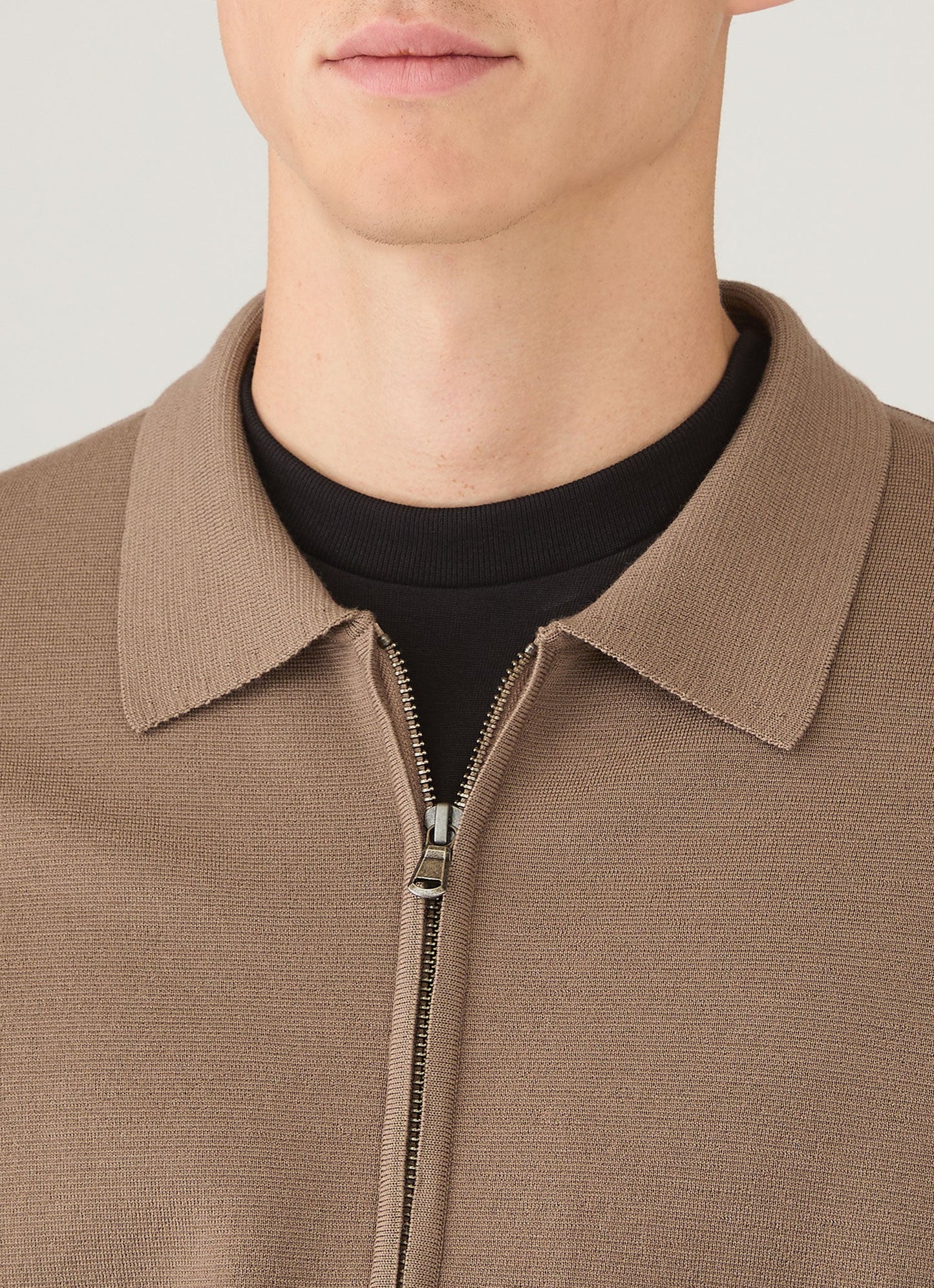 Mens Merino Milano Zip Jacket In Sandstone Mjac8297 Brfc