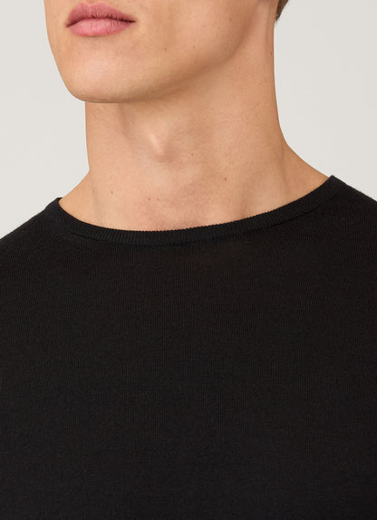 Mens Fine Merino Wool Jumper Black Mjum8058