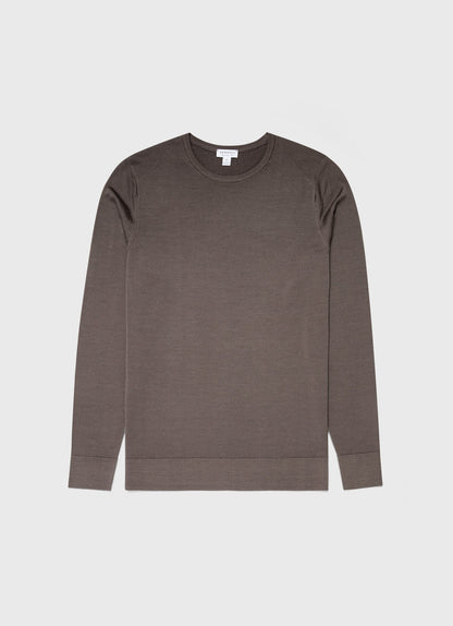 Mens Fine Merino Wool Crew Neck In Cedar Mjum8058 Breh