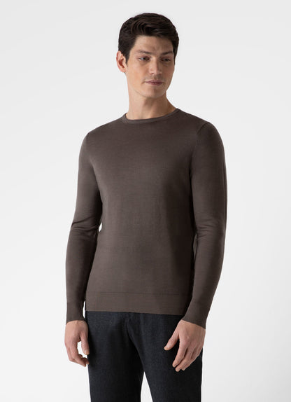 Mens Fine Merino Wool Crew Neck In Cedar Mjum8058 Breh