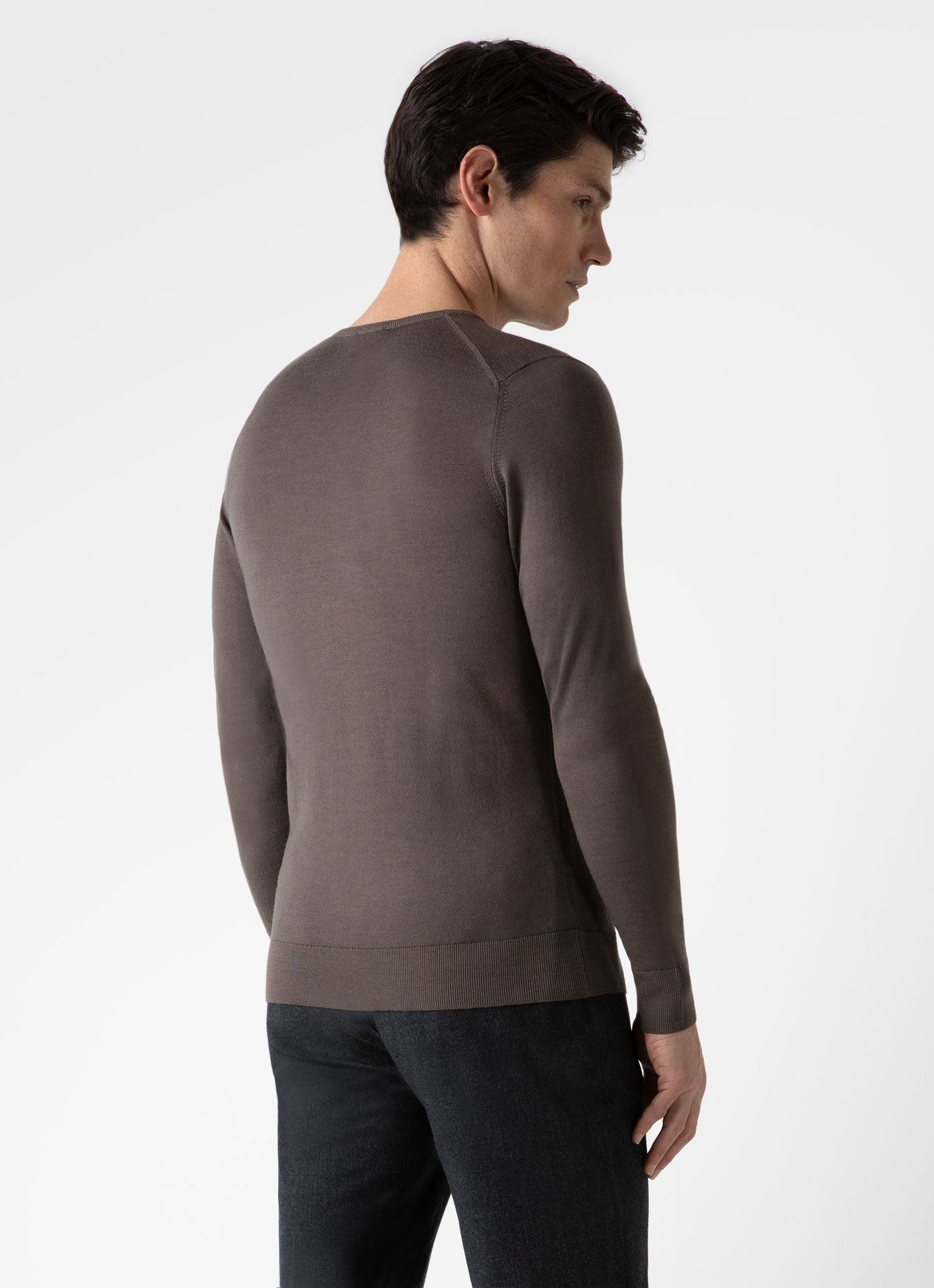 Mens Fine Merino Wool Crew Neck In Cedar Mjum8058 Breh