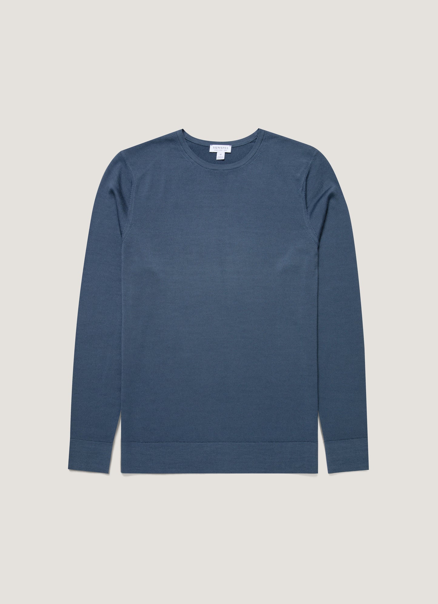 Mens Extra Fine Merino Crew Neck In Slate Blue Mjum8058 Buua