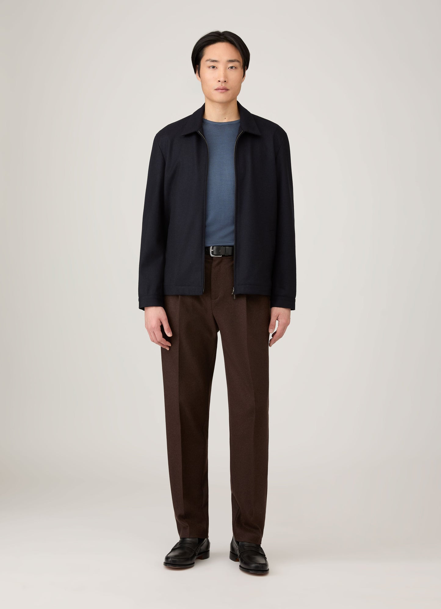 Mens Extra Fine Merino Crew Neck In Slate Blue Mjum8058 Buua