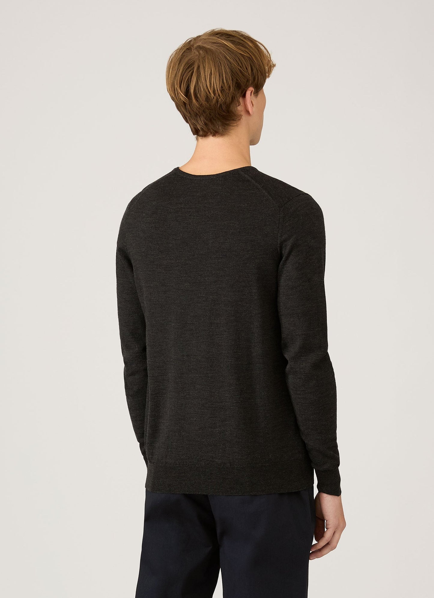 Ls Crew Neck Sweater In Charcoal Melange
