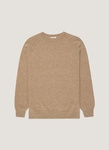 Mens Lambswool Crew Neck Jumper In Sandstone Mjum8066 Brfc