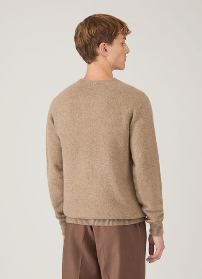 Mens Lambswool Crew Neck Jumper In Sandstone Mjum8066 Brfc