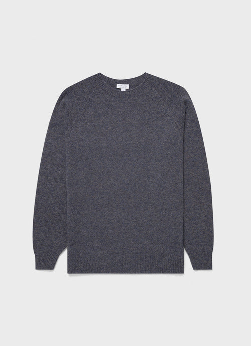 Mens Lambswool Crew Neck Jumper In Slate Blue Twist Mjum8066 Buve
