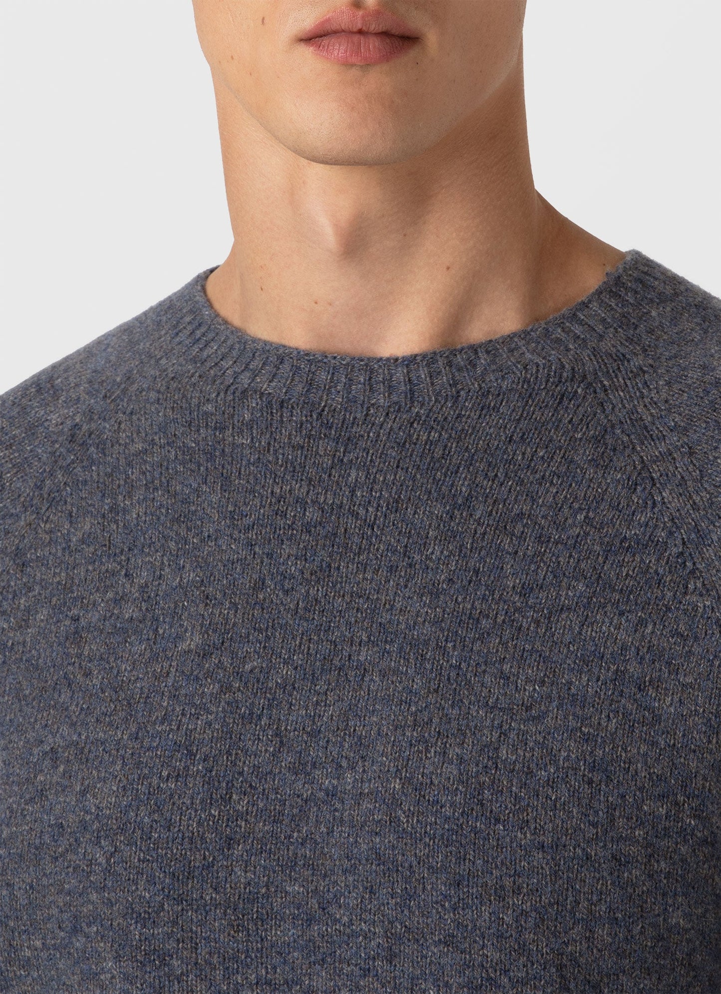 Mens Lambswool Crew Neck Jumper In Slate Blue Twist Mjum8066 Buve