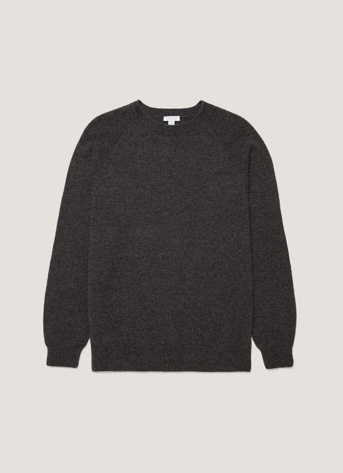 Mens Lambswool Crew Neck Jumper In Dark Green Twist Mjum8066 Gnip