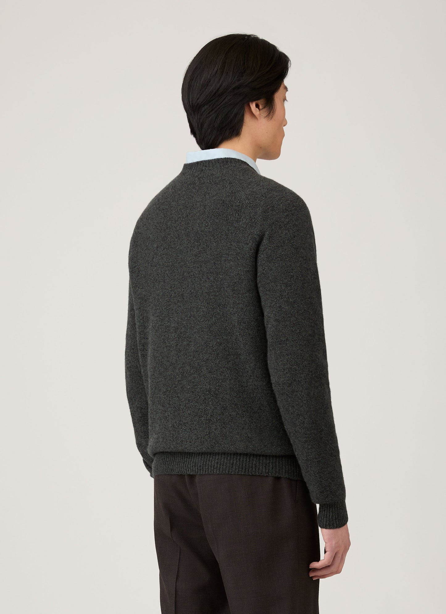 Mens Lambswool Crew Neck Jumper In Dark Green Twist Mjum8066 Gnip
