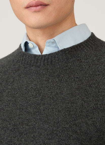Mens Lambswool Crew Neck Jumper In Dark Green Twist Mjum8066 Gnip