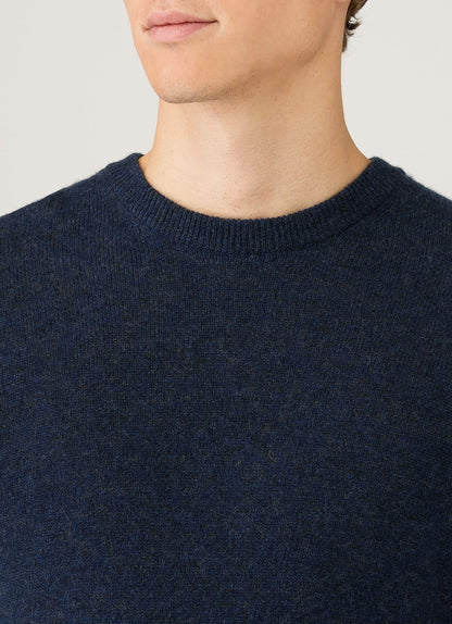 Mens Cashmere Crew Neck Jumper In Navy Melange