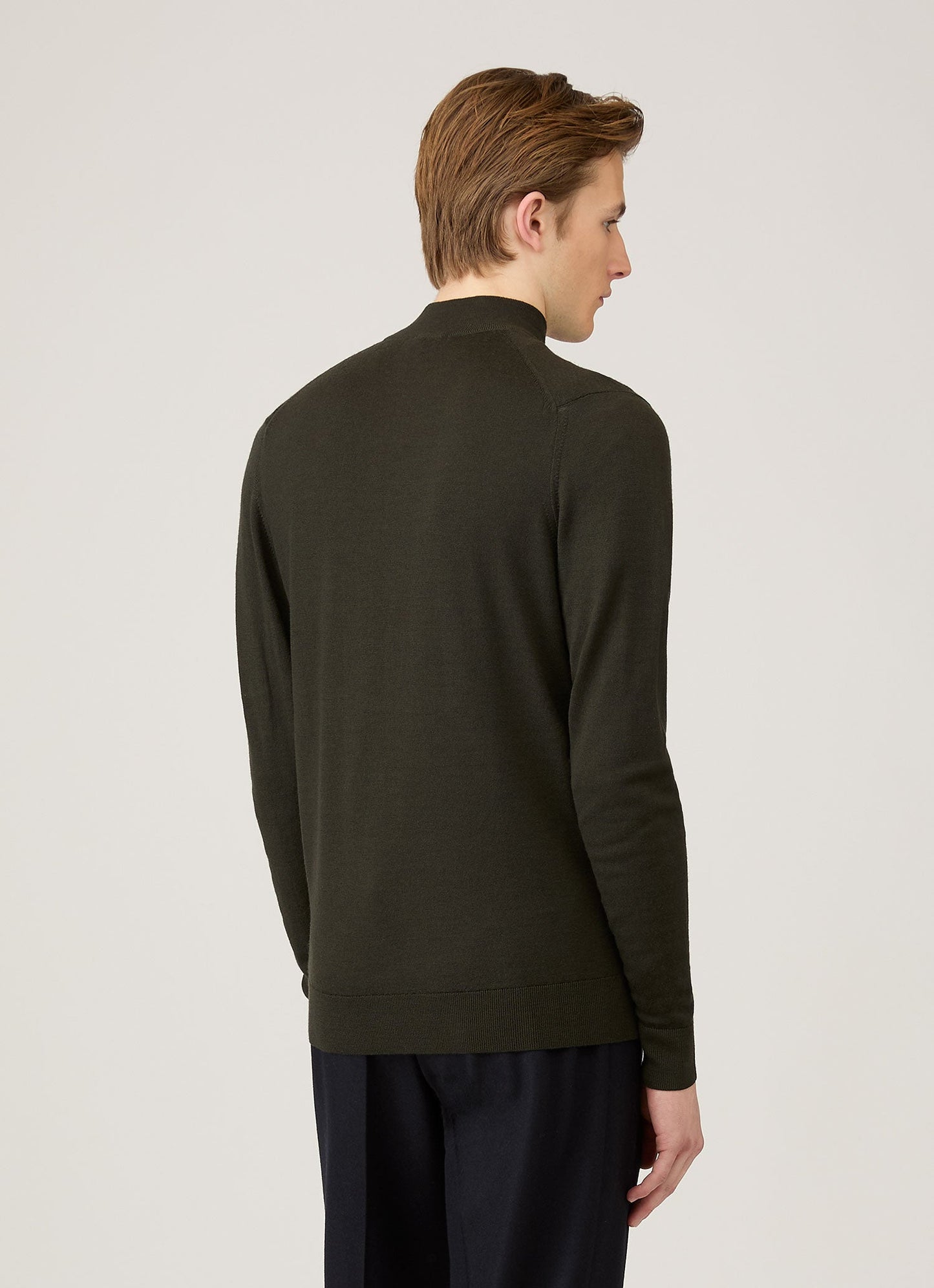 Mens Extra Fine Merino Zip Neck In Dark Green Mjum8116 Gnin