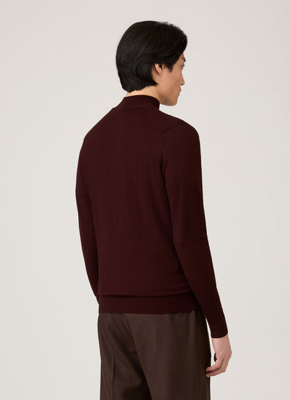 Mens Extra Fine Merino Zip Neck In Bakelite Mjum8116 Rdel