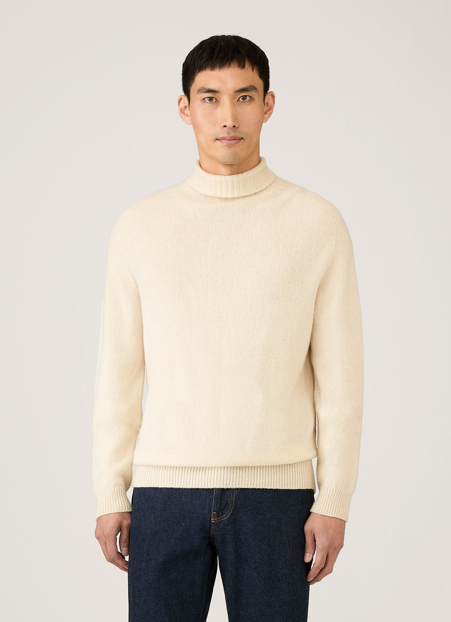 Men S Roll Neck Sweater In Ecru
