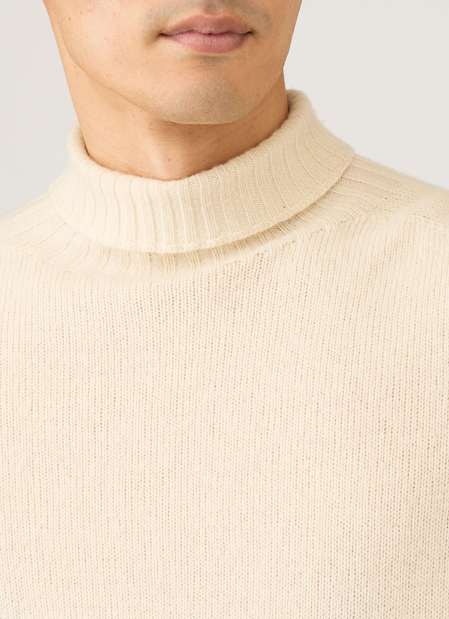 Men S Roll Neck Sweater In Ecru