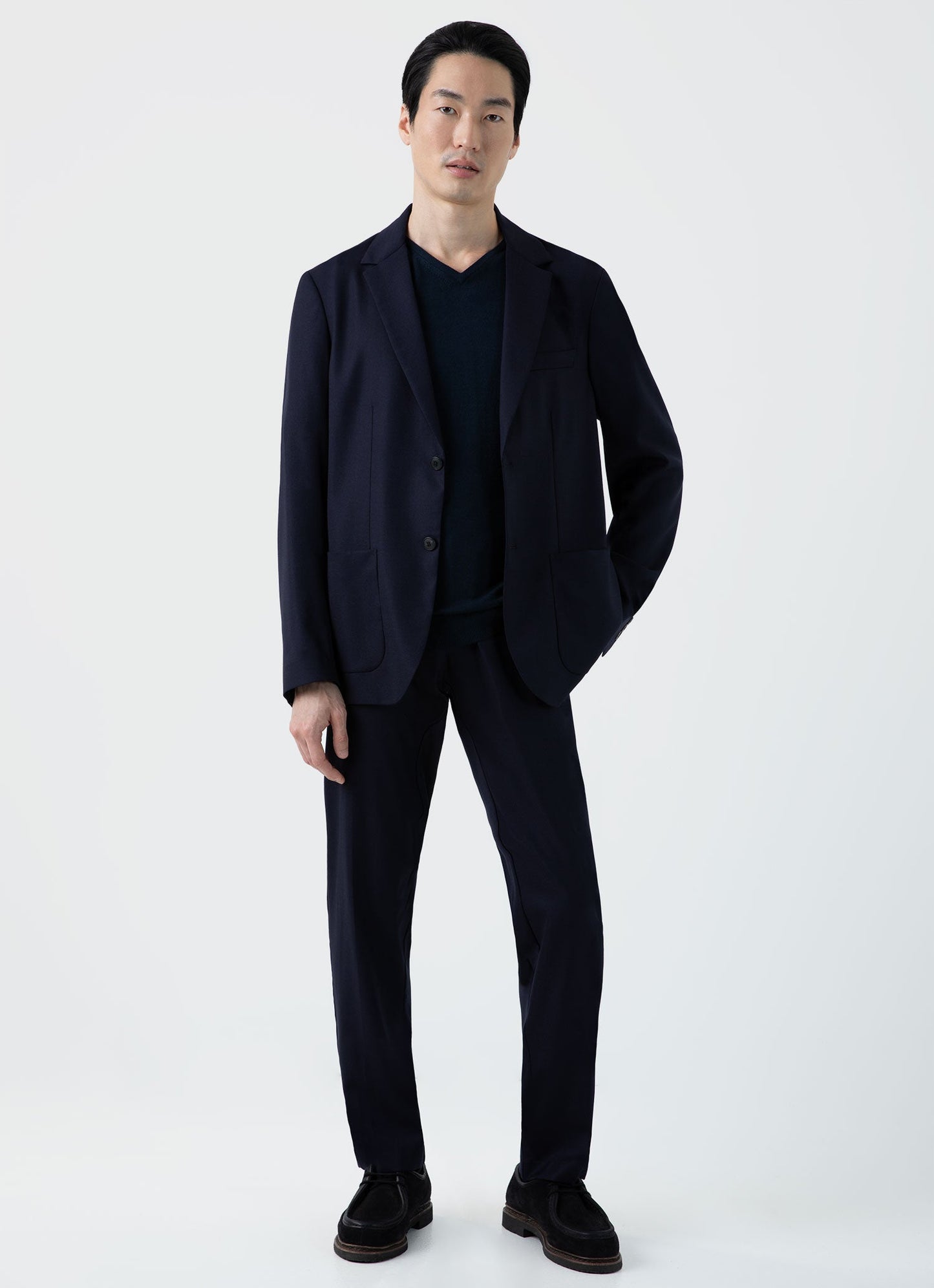 Merino V Neck Jumper Light Navy