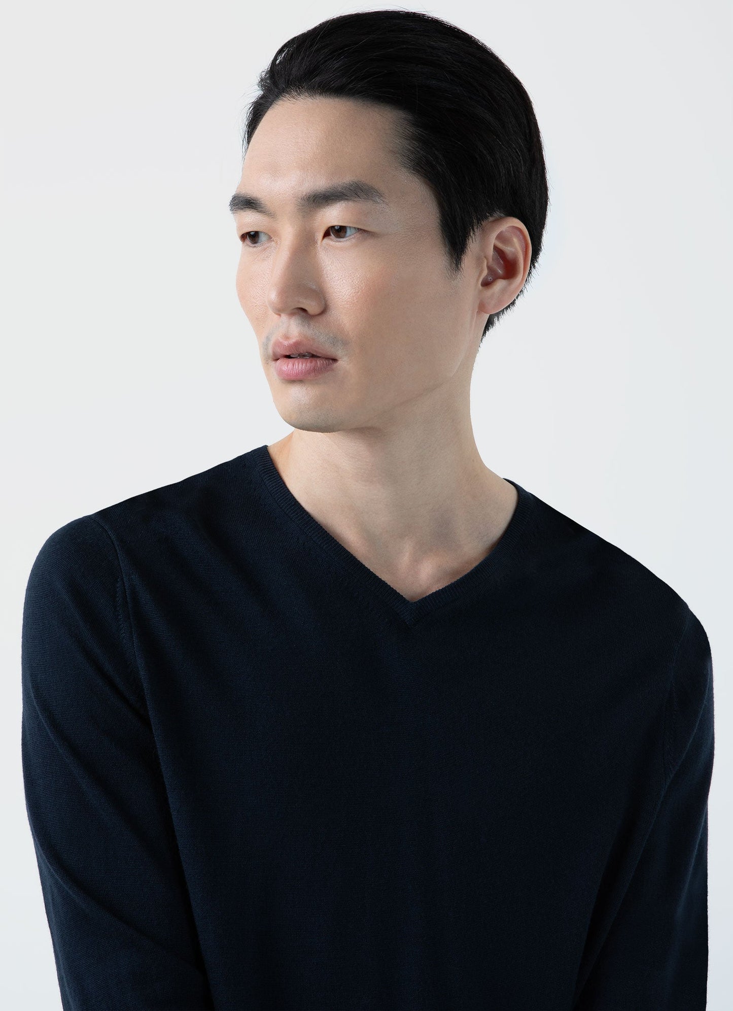 Merino V Neck Jumper Light Navy