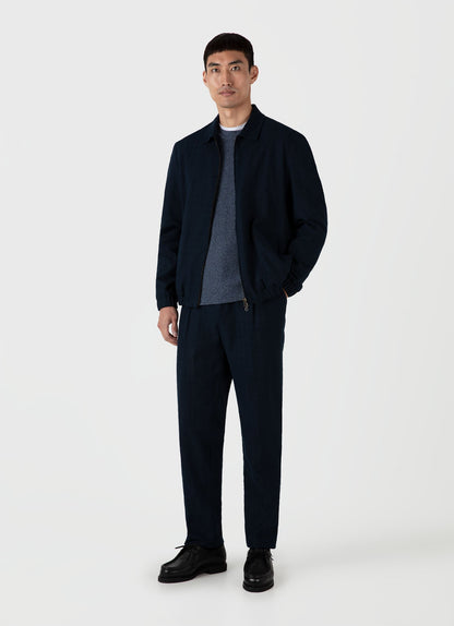 Mens Honeycomb Cotton Crew Neck Jumper In Indigo Mjum8207 Buvx