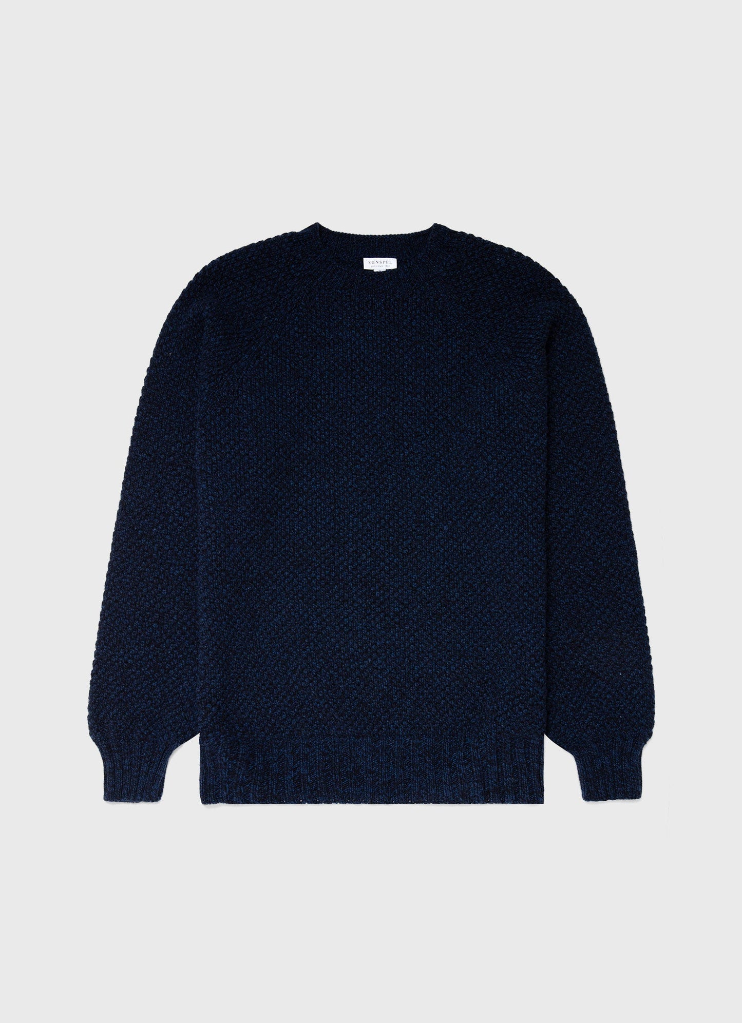 Mens Lambswool Textured Jumper In Bright Navy Twist Mjum8214 Butu