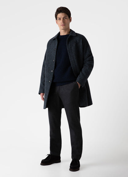 Mens Lambswool Textured Jumper In Bright Navy Twist Mjum8214 Butu