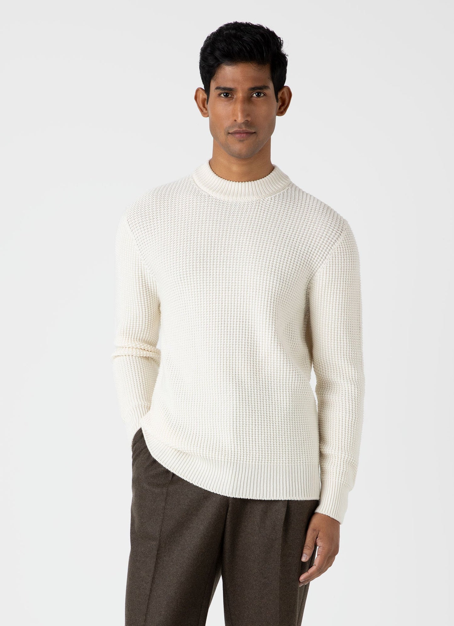 Mens Mariner Mock Neck Jumper In Ecru Mjum8250 Whcr