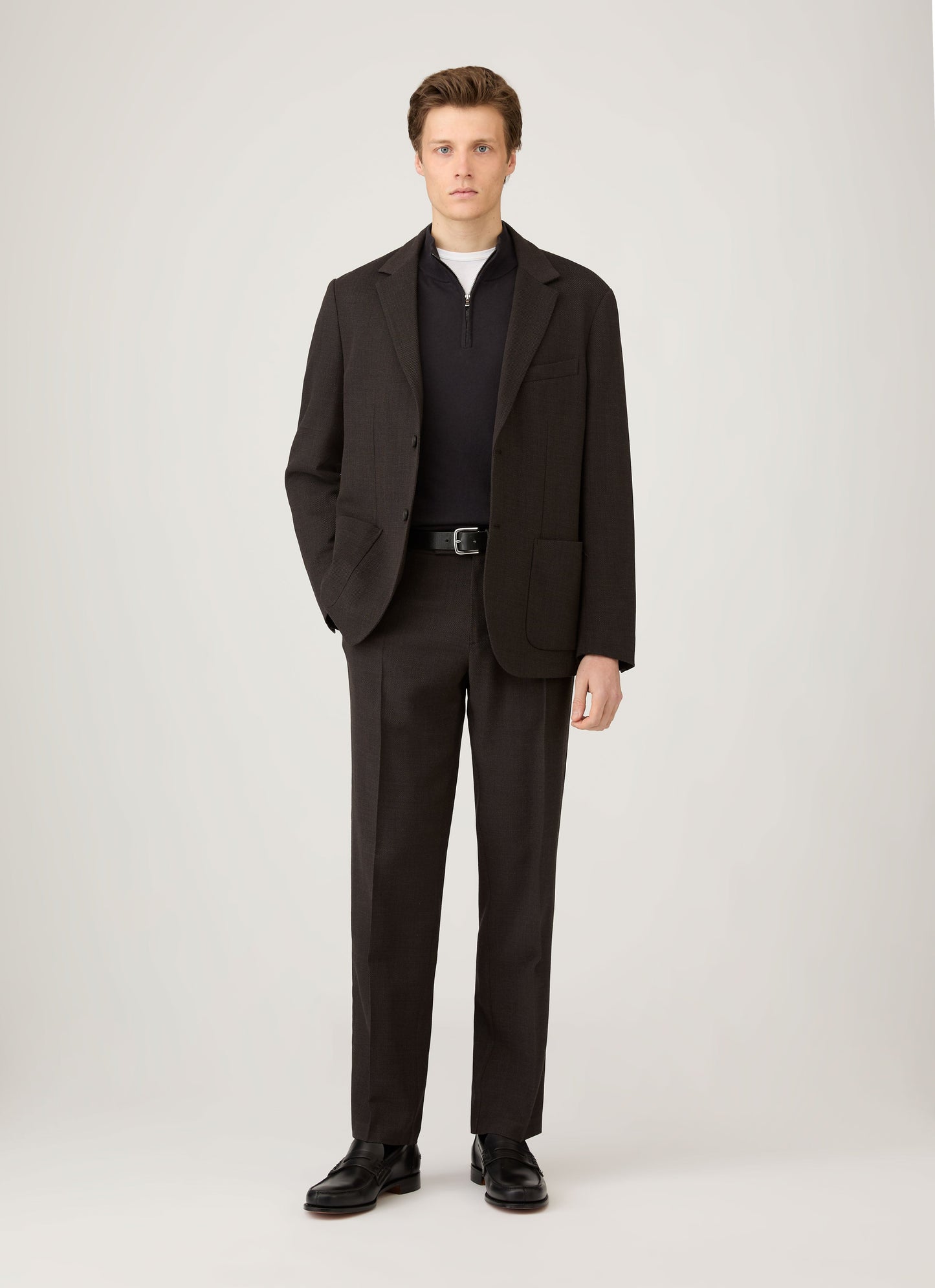 Men's Sea Island Cashmere Half Zip in Black