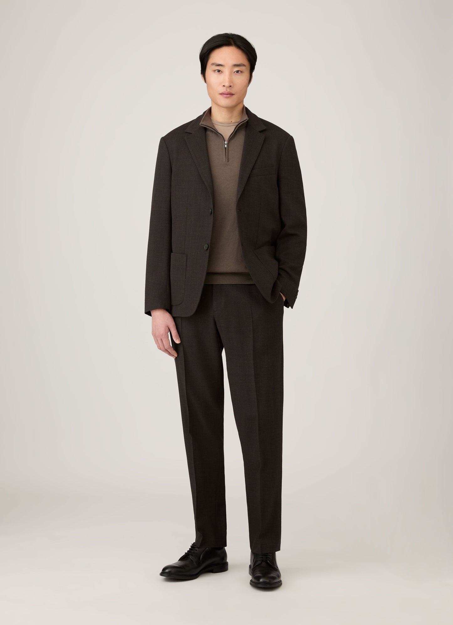 Mens Sea Island Cashmere Half Zip In Bark Mjum8284 Brgc