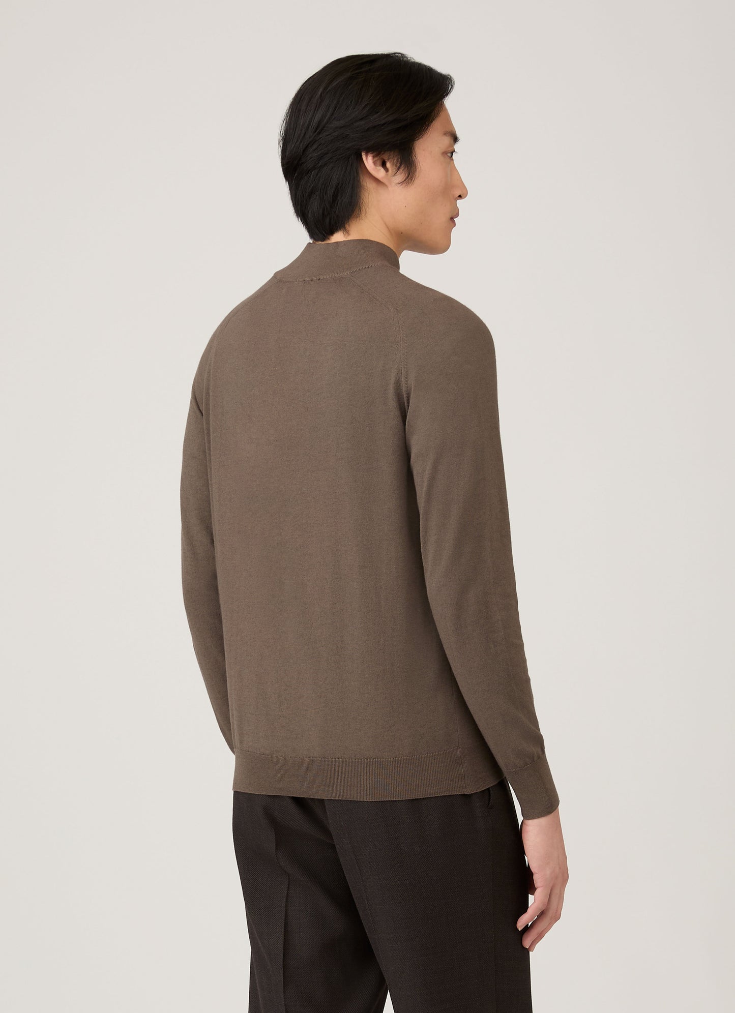 Mens Sea Island Cashmere Half Zip In Bark Mjum8284 Brgc