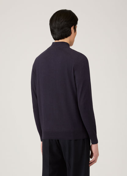 Mens Sea Island Cashmere Half Zip In Midnight Navy Mjum8284 Buvn