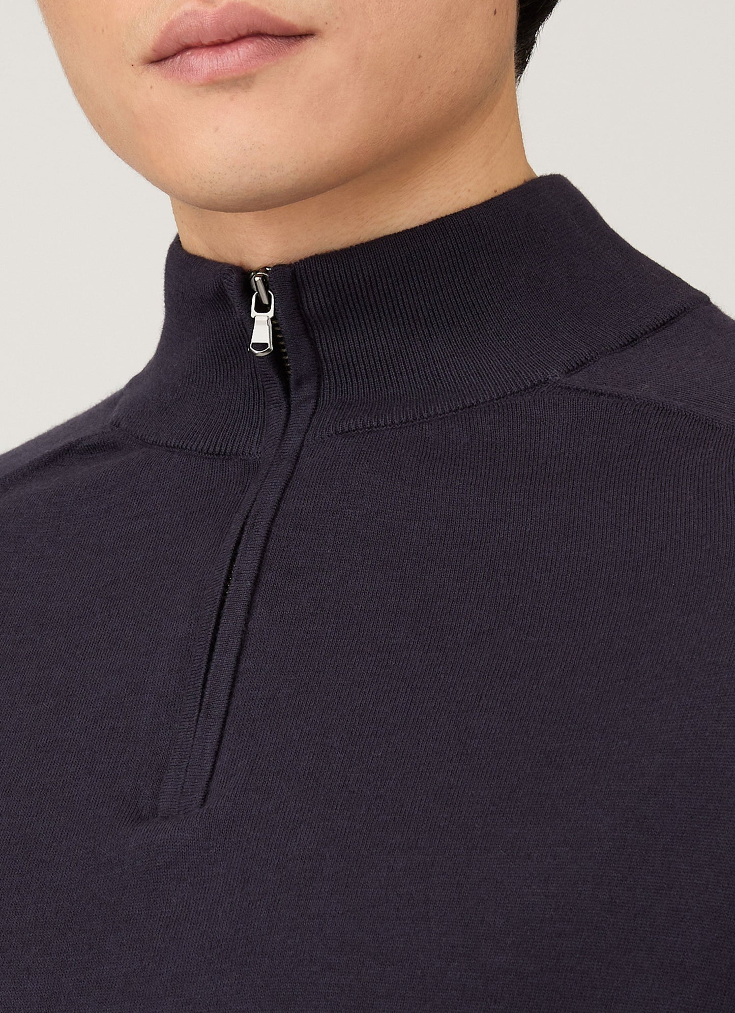 Mens Sea Island Cashmere Half Zip In Midnight Navy Mjum8284 Buvn