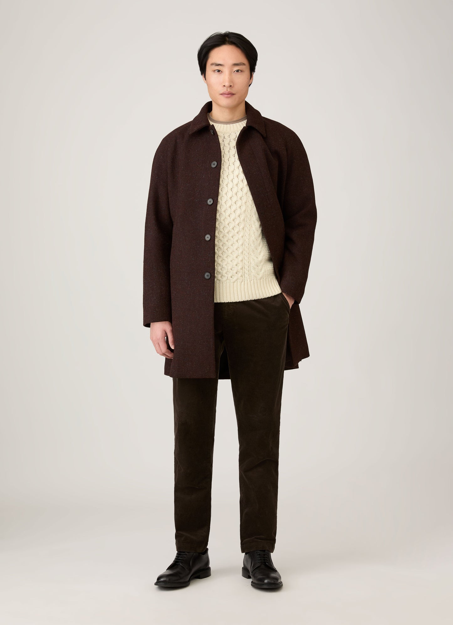 Mens Cable Knit Jumper In Ecru Mjum8286 Whcr