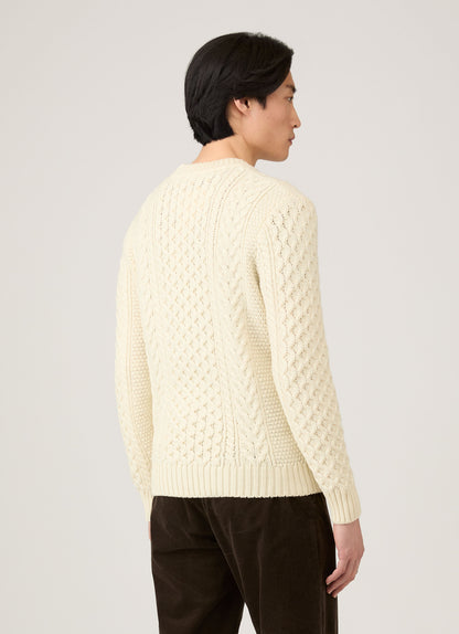 Mens Cable Knit Jumper In Ecru Mjum8286 Whcr